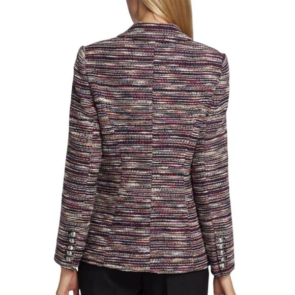 Elie Tahari Tweed Double Breasted Blazer Multi Color Burgundy Tailored SZ 8 NWT - Picture 2 of 11